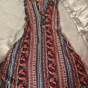 Vibrant Floral Stripe Midi Dress